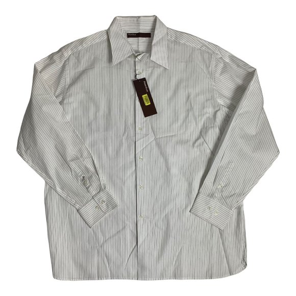 Perry Ellis XL Dress Shirt NWT White Black Stripe $70 - Picture 1 of 4